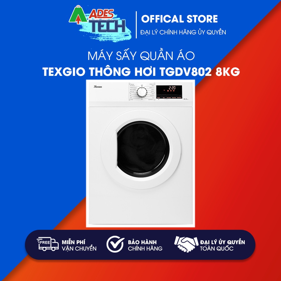 Máy Sấy Quần Áo Texgio Thông Hơi TGDV802 8Kg | Thiết Kế Lồng Sấy Đảo Chiều Chống Nhăn