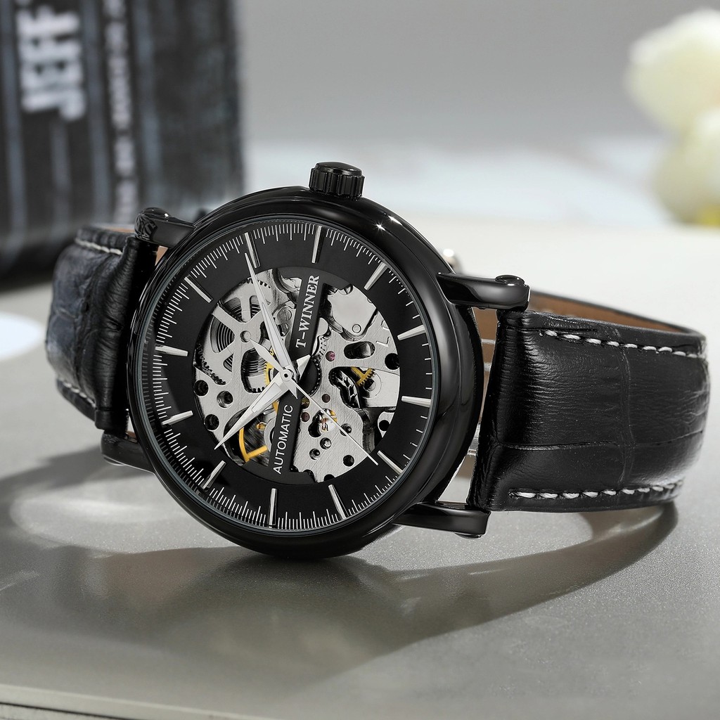 Đồng hồ cơ nam T-Winner H273M lộ máy kiểu dáng độc đáo