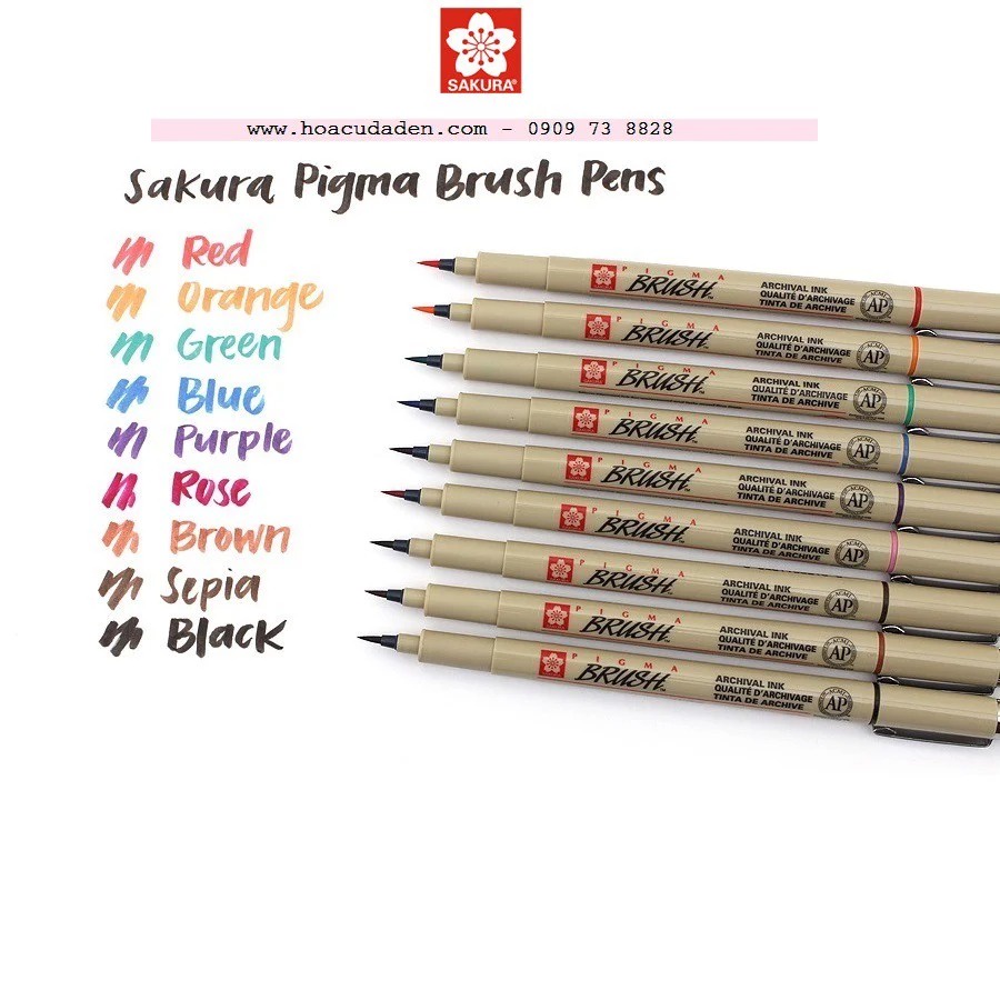 Bút lông ngòi cọ vẽ phác thảo Sakura Pigma Micron Brush