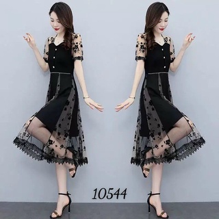 Mẫu mới ,🌺đầm dáng xoè phối lưới bông sang trọng ,thanh lịch có đính kèm nút ngọc