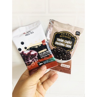 Set trà sữa sô cô la topping trân châu