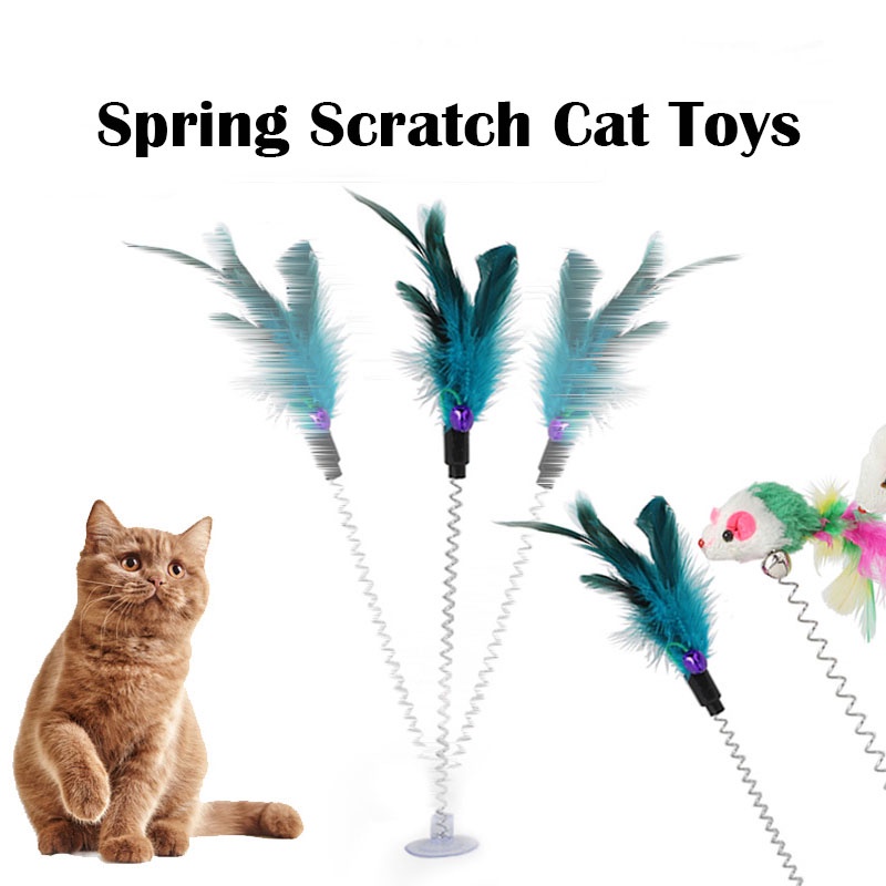 Đồ Chơi Lò Xo Đính Lông Nhung Nhiều Màu Sắc Cho Mèo Cưng