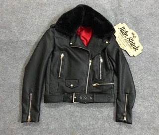 Áo da zara cổ lông aut