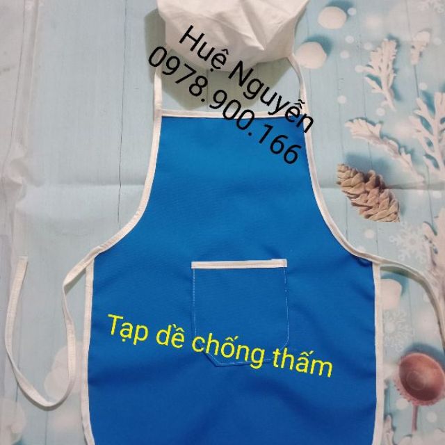 Combo tạp dề chống thấm và mũ vải trắng