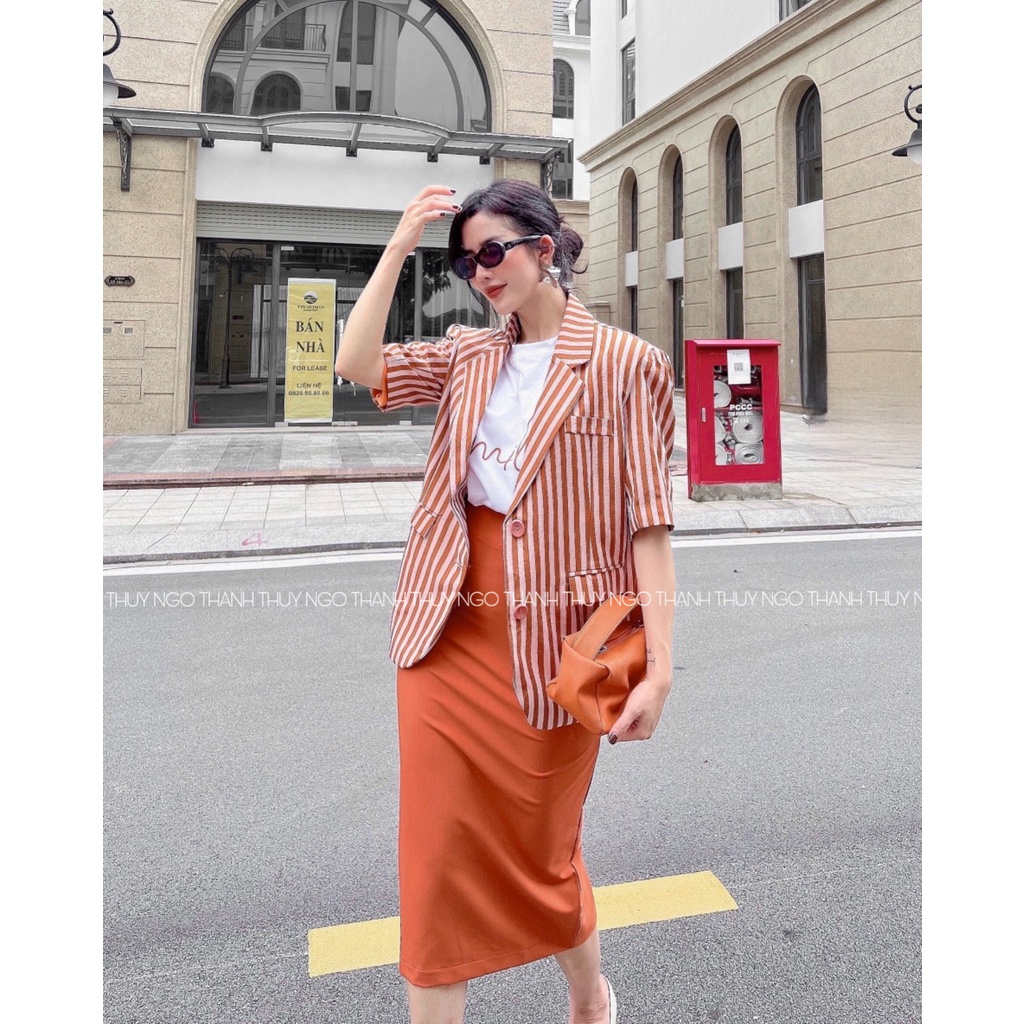 Set Áo Vest cộc phối Áo Phông Chân Váy Bút chì Set 3 món THUYNGOTHANH Store