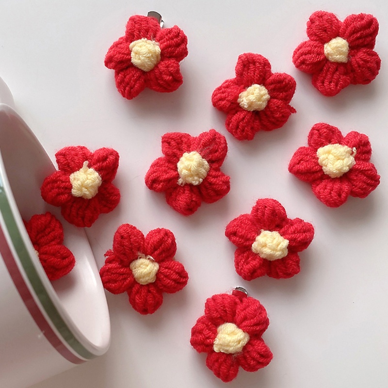 Kẹp Tóc Đính Hoa Giả Bằng Len Thủ Công Cho Bé Gái