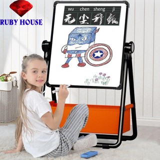 Bảng vẽ hai mặt EDU cho bé có từ tính, xoá dễ dàng, không bám bụi, Bảng vẽ đa năng kèm phấn và bút - Ruby House