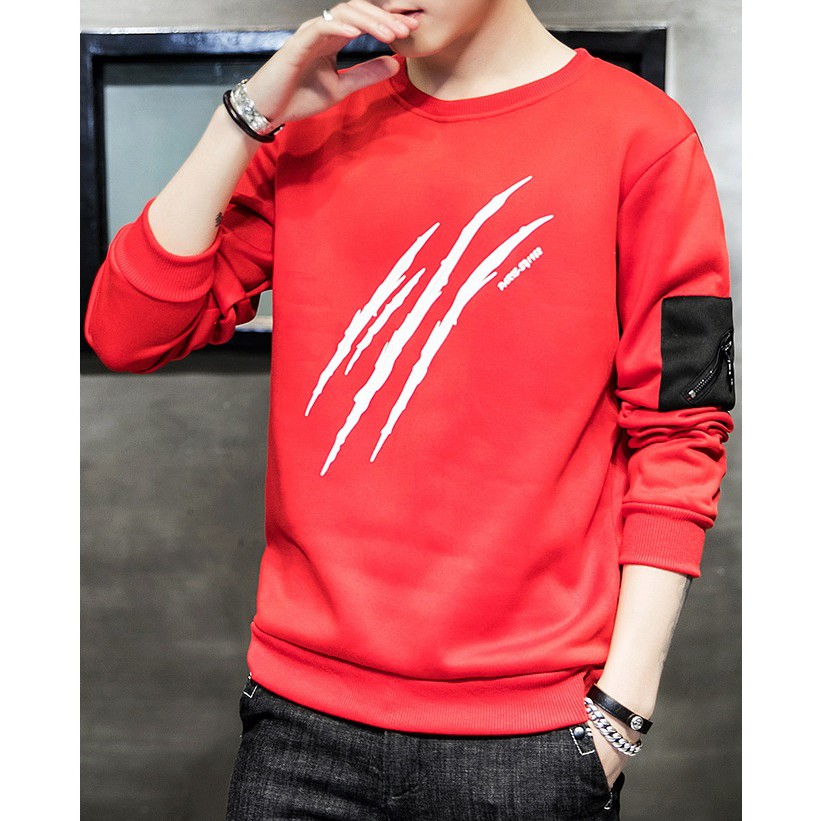 Áo thun nam tay dài 💛 𝐅𝐑𝐄𝐄𝐒𝐇𝐈𝐏 💛 áo thun nam dài tay sweater nam đỏ 3 gạch thoáng mát, mềm mịn, co giãn tốt