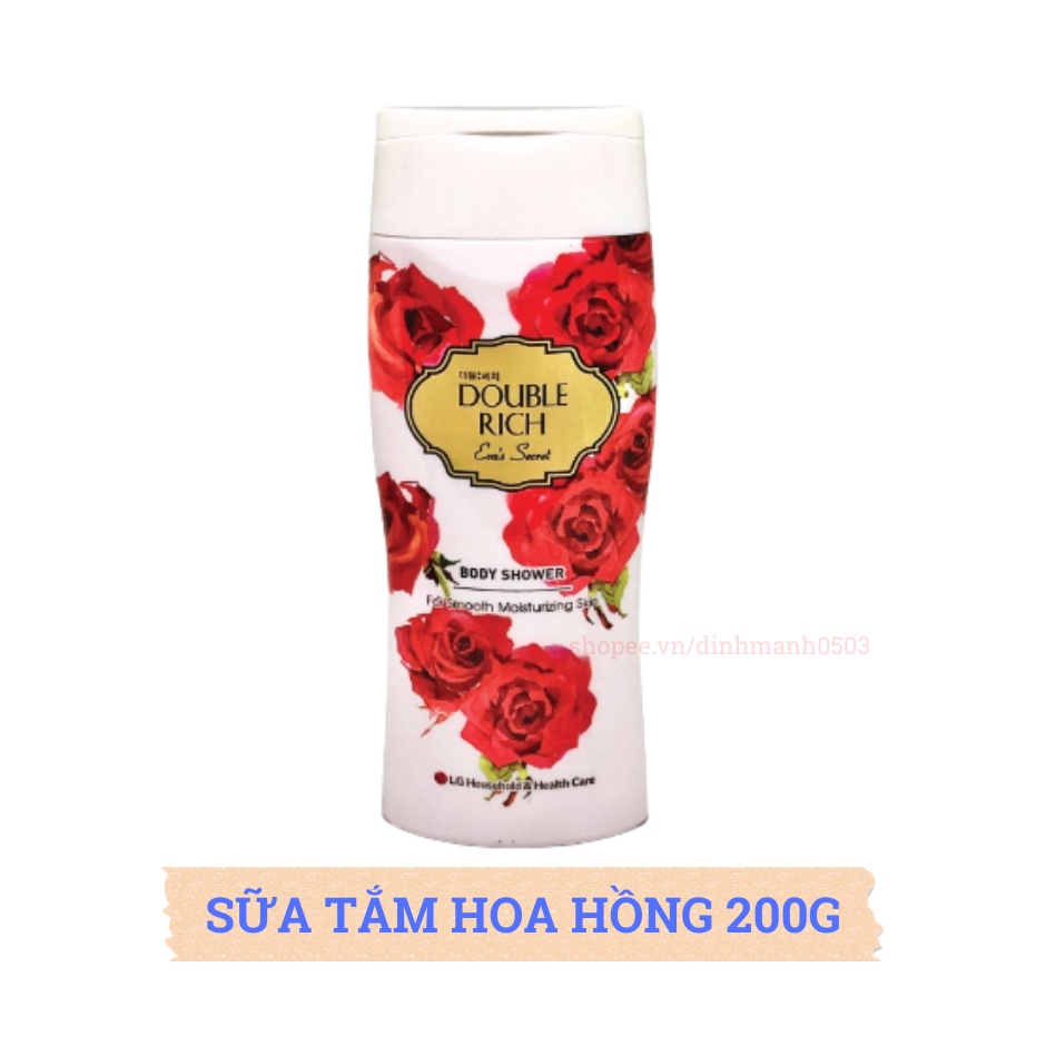 Sữa Tắm Hương Nước Hoa Thơm Double Rich Hàn Quốc Hoa Hồng - Iris - Anh Đào Dưỡng Da Trắng Sáng 200g/550g Hàn Quốc