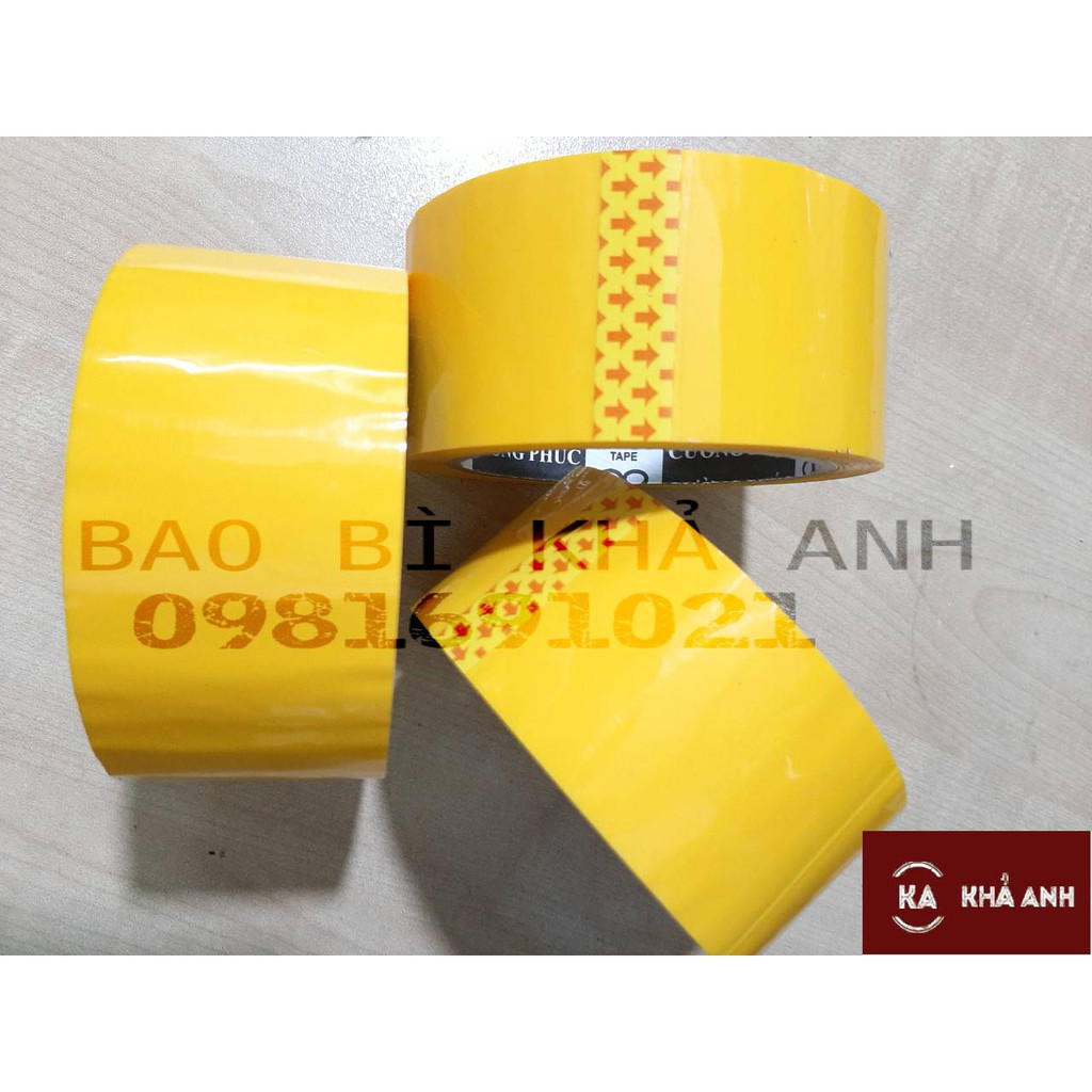 BĂNG KEO MÀU VÀNG 🚚 FREE SHIP 🚚 đóng gói ,dán thùng SIÊU DÍNH 5F ( MÀU VÀNG)  - Cây 6 cuộn 5F - Bao Bì Khả Anh