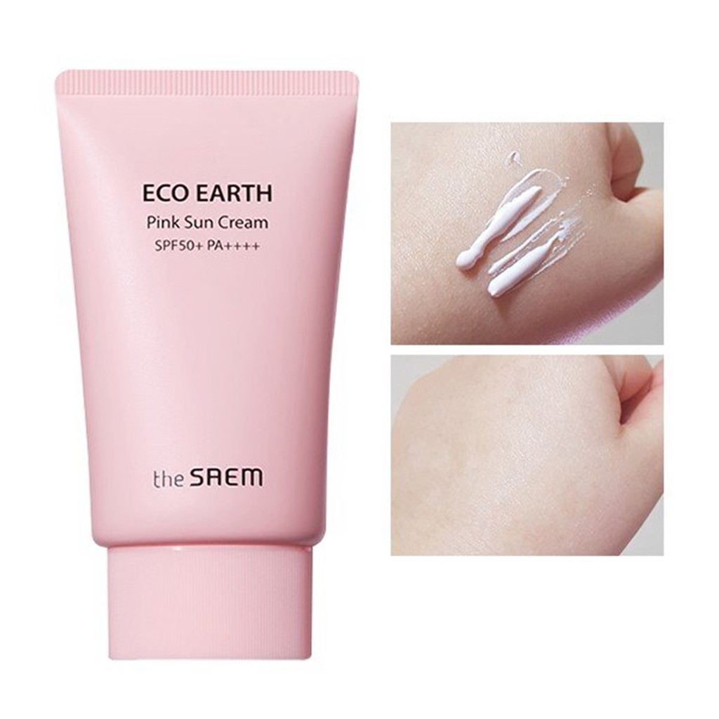 Kem Chống Nắng The SAEM Eco Earth Power Pink Sun Cream SPF50+ PA++++ 50g - Hồng