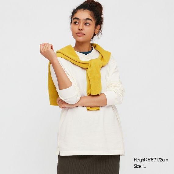 (UNI Nhật chính hãng) Áo cổ tàu mở cúc dài tay (nam nữ) Stand Collar Long-Sleeve T-shirt | BigBuy360 - bigbuy360.vn