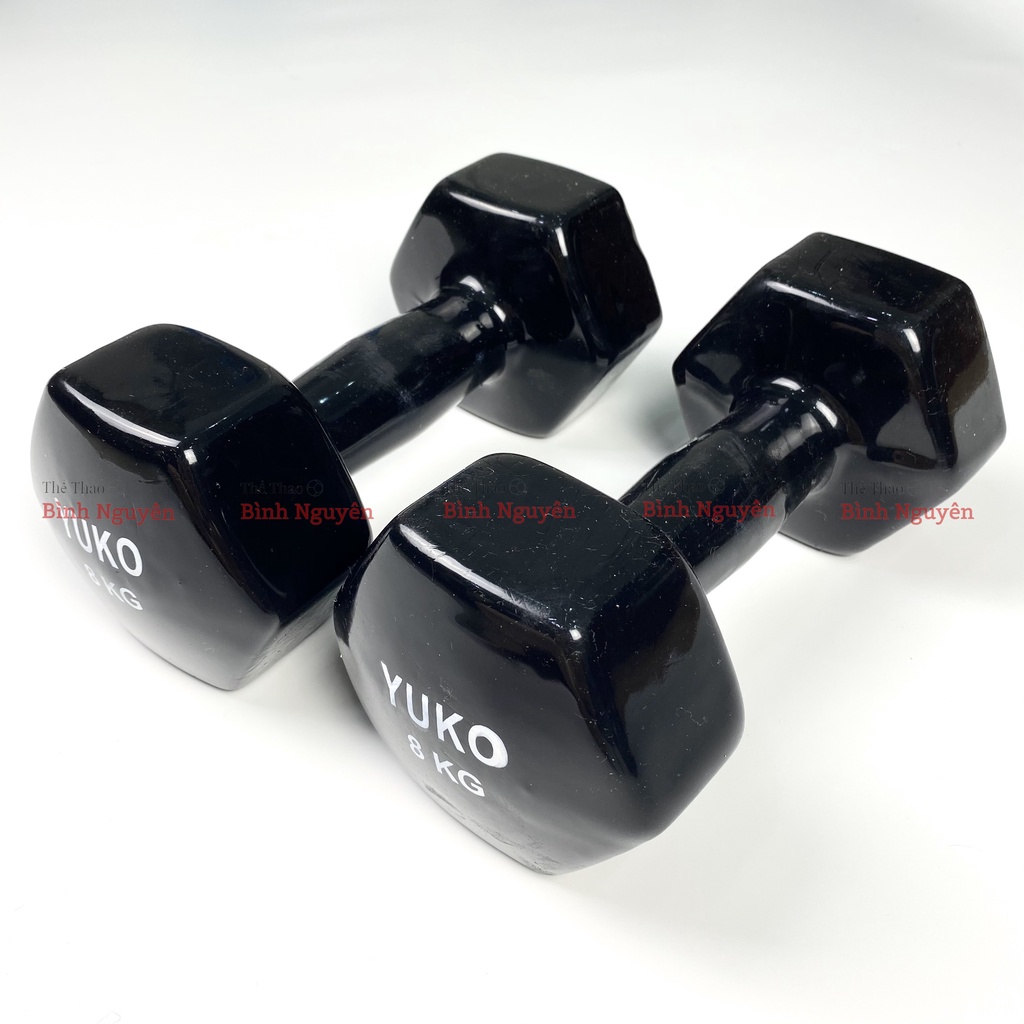 Tạ tay 8kg 10kg Yuko lõi gang đặc bọc cao su bền bỉ nhỏ gọn tập gym thể hình chống trơn trượt, xước vỡ sàn