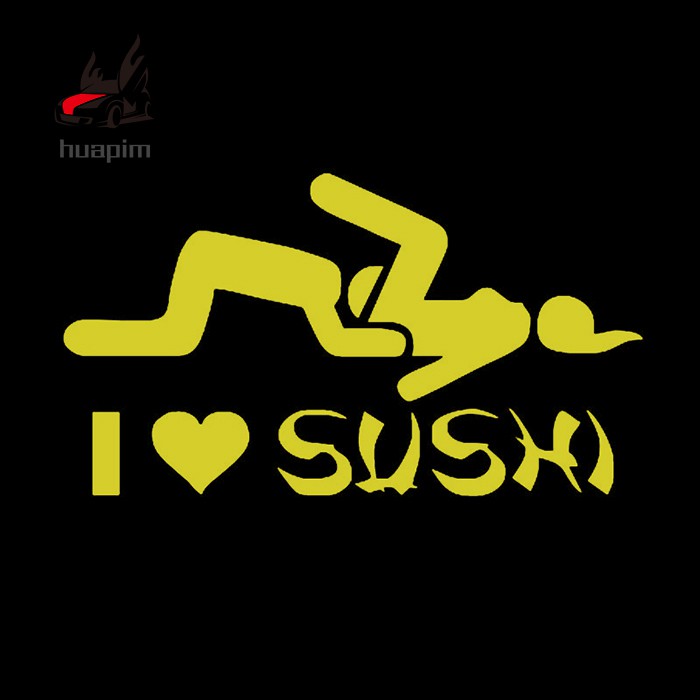 Decal trang trí thân xe & cửa sổ oto in chữ I Love Sushi