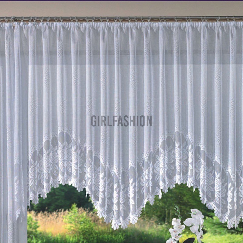 4 Sizes Romantic Style Knitted Jacquard Arch Curtain Half Shading Lace Curtain