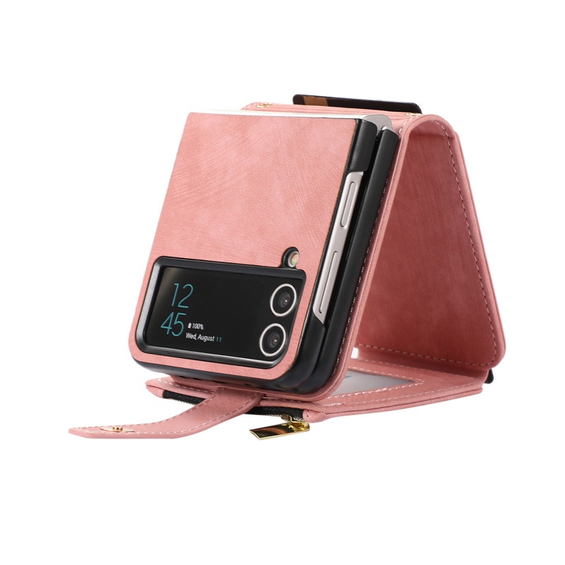 Ốp Điện Thoại Da Kiểu Ví Lật Có Dây Đeo Chéo Vai Có Ngăn Thẻ Đa Năng Cho Samsung z flip 4 flip 3