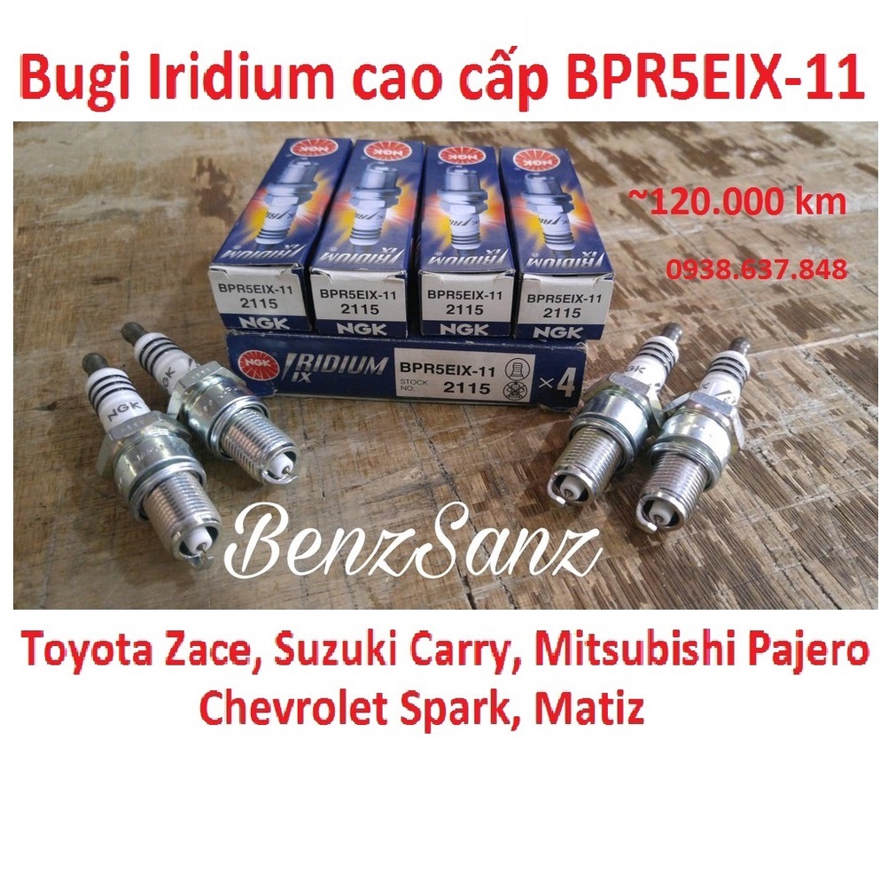 (BH 12 tháng) (BPR5EIX-11) Bugi NGK Iridium cao cấp dùng cho Toyota Zace, Suzuki Carry, Pjero, Matiz, Spark