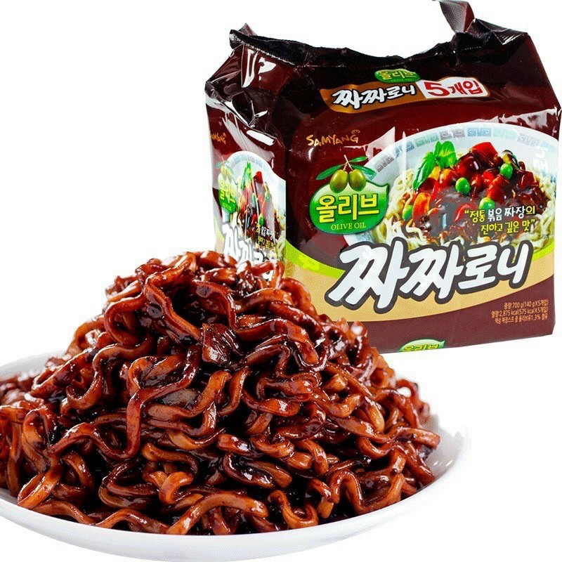 ❌❌LỐC 5 GÓI Mì trộn tương đen và dầu Oliu Samyang Hàn Quốc 140g