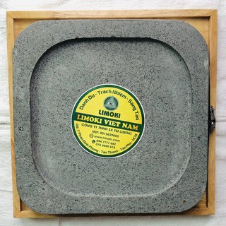 Đá Nướng Thịt Núi Lửa Hình Vuông Kèm Khay Gỗ