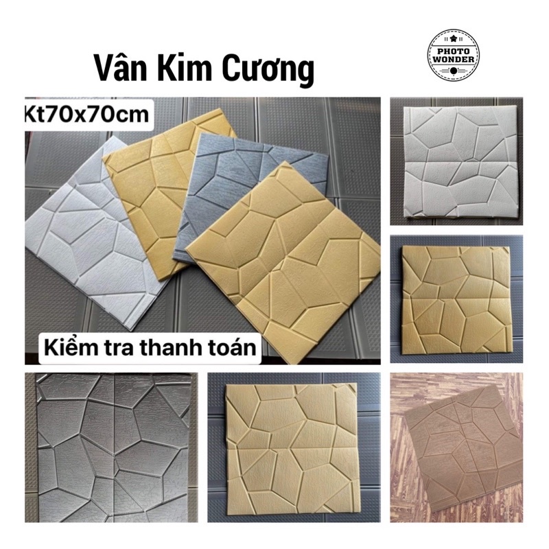 Xốp Dán Tường 3D - Giả Da Kim Cương Vân Lệch