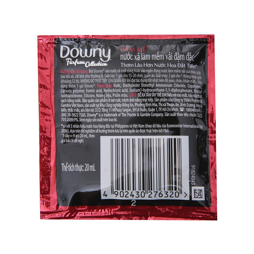 Combo 3 dây nước xả vải Downy Đam Mê gói 20ml - dây 10 gói - nước xả quần áo mềm vải thơm lâu