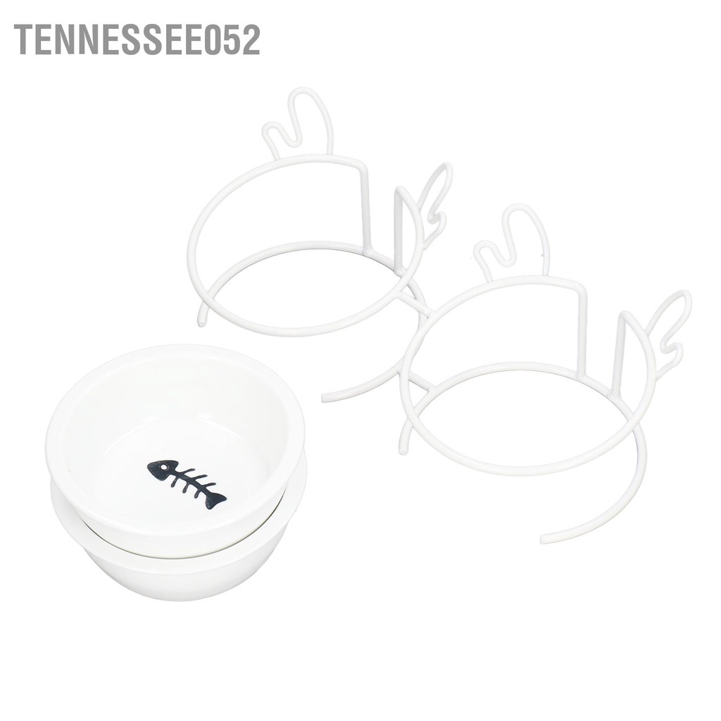 [Hàng Sẵn] Bát Ăn Bằng Sứ Cao Cấp Cho Mèo- Chén Ăn Chống Gù Có Đế Kim Loại【Tennessee052】