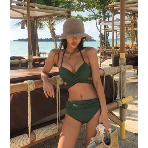 DUNEA Bộ Đồ Bơi Bikini Hai Mảnh Có Giá Đỡ Bằng Thép Màu Xanh Quân Đội Dành Cho Bạn Nữ DUNEA818