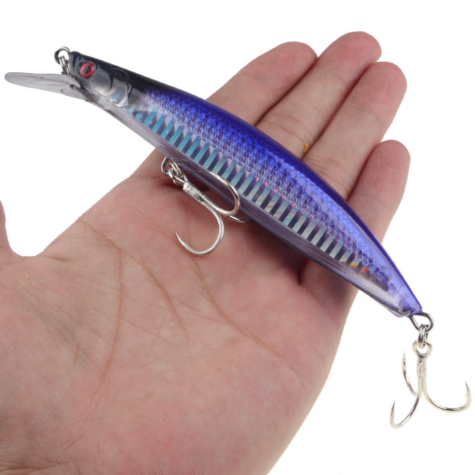 Mồi Câu Cá Giả Bằng Nhựa ABS Cứng Mắt 3D Kích Thước 13cm / 23g Kèm 2 Vòng Nhẫn# Mồi Câu Cá Giả Có Móc Chuyên Dùng