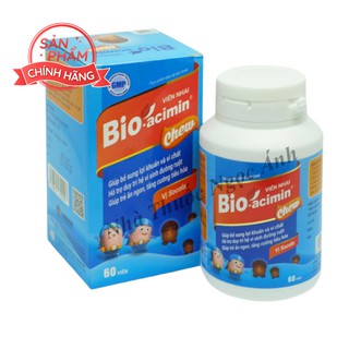 Viên nhai bổ sung lợi khuẩn cho bé biếng ăn Bio Acimin Chew vị socola, hộp 60 viên