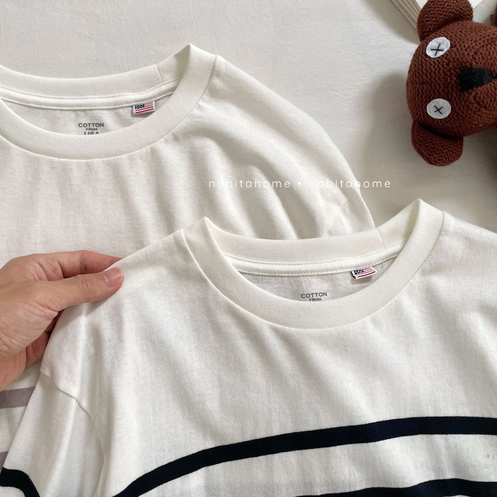 NOBITA HOME - Áo thun tay dài nam kẻ sọc dệt cotton 100% thoáng mát CHESHAM