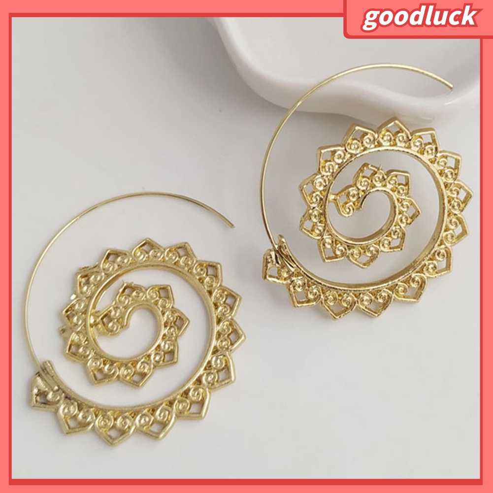 Đôi khuyên tai hình tròn xoắn ốc trang trí trái tim sành điệu cho nữ