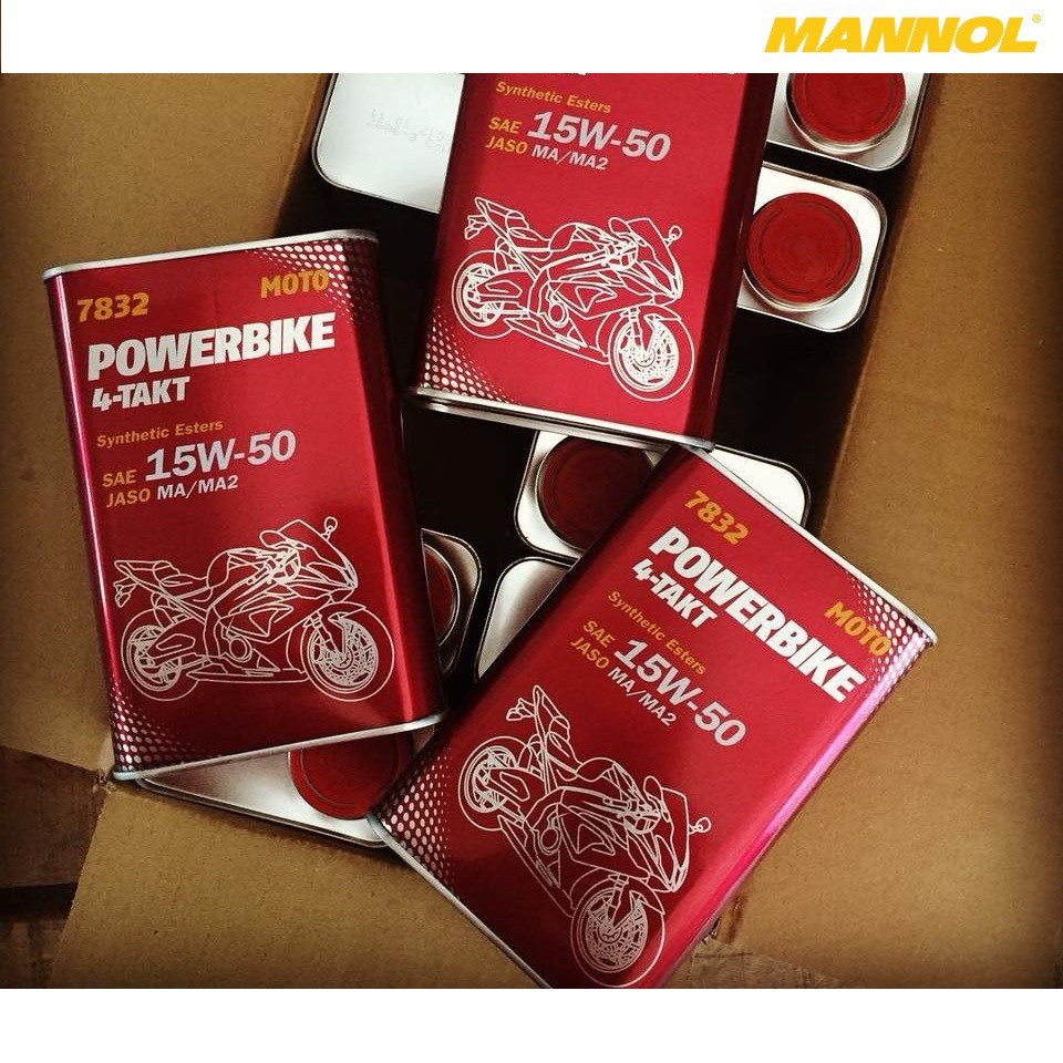 [Cao Cấp] Nhớt MANNOL 7832 4-Takt Powerbike ESTER 15W-50 SM  1Lít Dành Cho Xe Đi Xa, Chạy Đua &amp; PKL