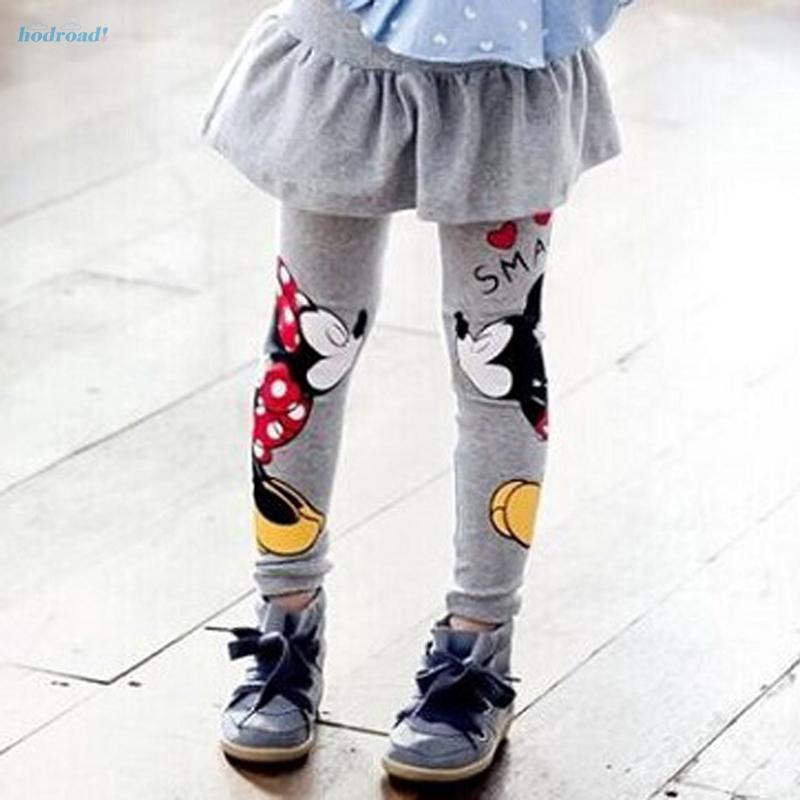 Quần legging liền chân váy cotton mềm mại họa tiết chuột Mickey/Minnie thời trang dành cho bé gái