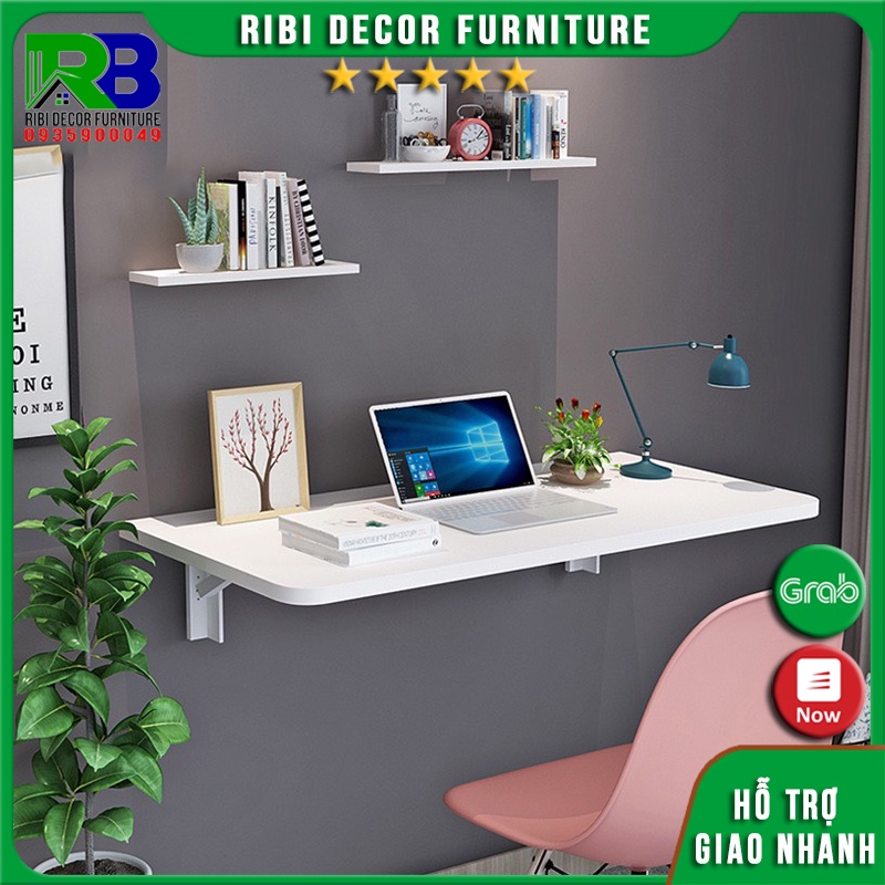 Bàn gấp tường có giá sách gấp gọn đa năng tiết kiệm diện tích cho không gian hẹp BGG0123