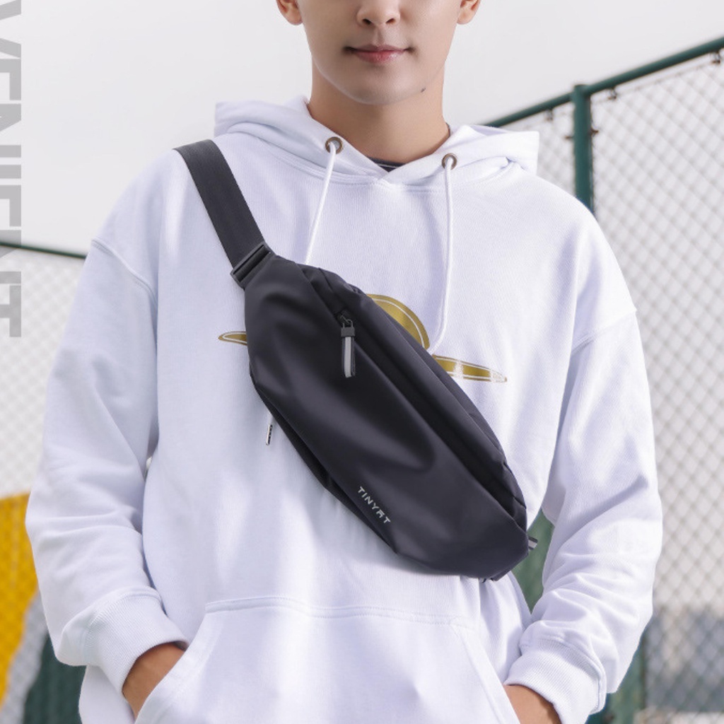 Túi Đeo Chéo Nam TINYAT Chất Liệu Polyester Chống Nước Nhiều Ngăn Đeo Bao Tử, Ngực Hông Cao Cấp - The Black Box