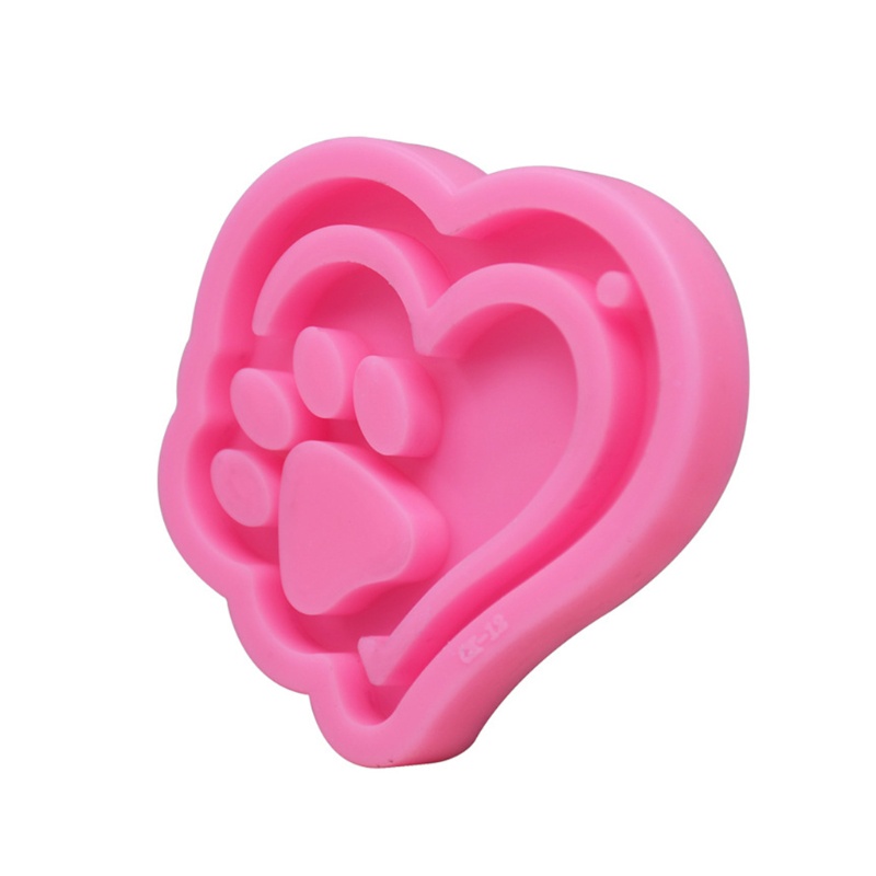 Khuôn Silicone Tạo Hình Làm Mặt Dây Chuyền Hình Bàn Chân Gấu / Trái Tim