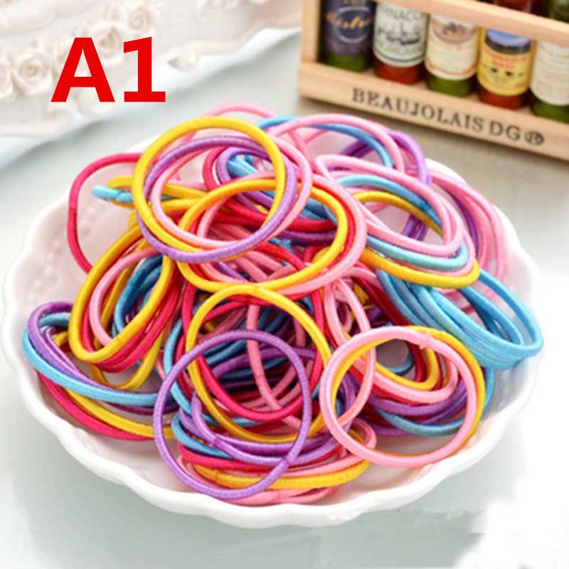 Bộ 100 thun cột tóc với 3 màu ngẫu nhiên đầy tiện lợi
