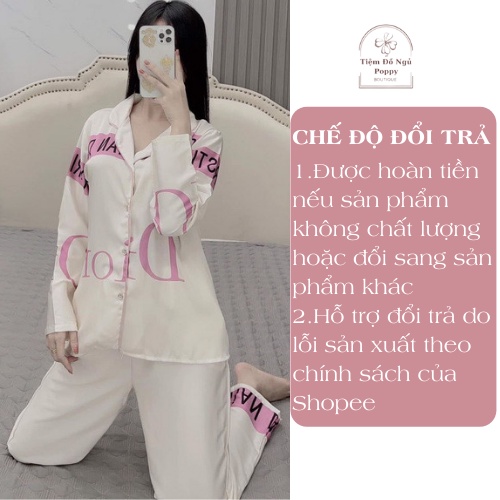 Bộ mặc nhà nữ Pijama lụa Latin cao cấp quần dài Poppy-Dor Mickey. | BigBuy360 - bigbuy360.vn