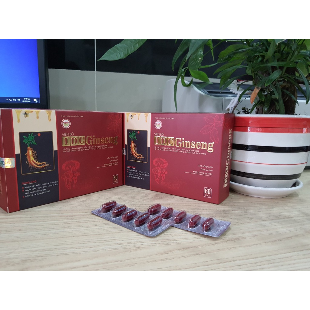 Tăng đề kháng, đông trùng hạ thảo IDC Ginseng, bổ sung vitamin, tăng cường hệ miễn dịch ngủ ngon, hộp 60 viên