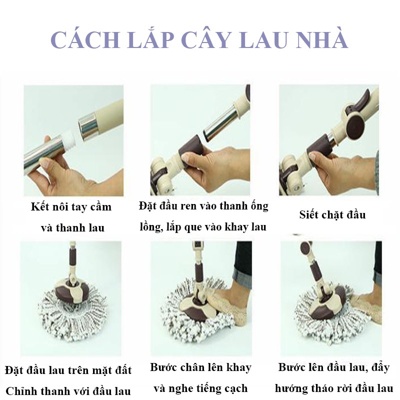 Bộ Cây Lau Nhà Xoay Tay 360 Độ Bộ Chổi Lau Nhà Công Nghệ Hiện Đại Tiện Lợi Vệ Sinh Gia Đình