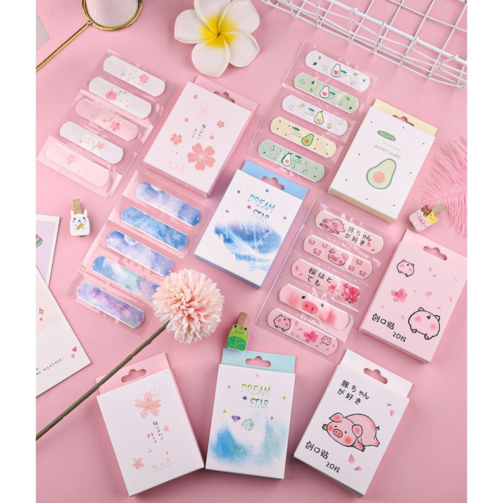 Băng keo cá nhân hình họa tiết urgo cute, hộp 20 miếng ơ gâu dán vết thương không thấm nước