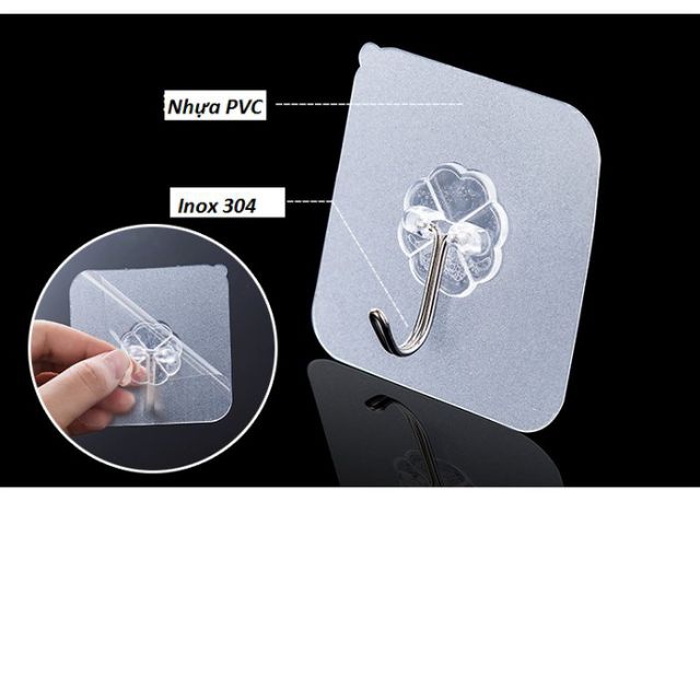 Móc Dán Tường Siêu Dính Trong Suốt Chịu Lực Tốt Treo Tường Chắc Chắn 6x6 cm 1K