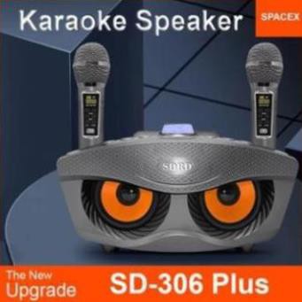 Loa Bluetooth karaoke SDRD SD 306 Plus đa năng, Loa kèm 2 micro hát karaoke Không dây- Phiên Bản Nâng Cấp