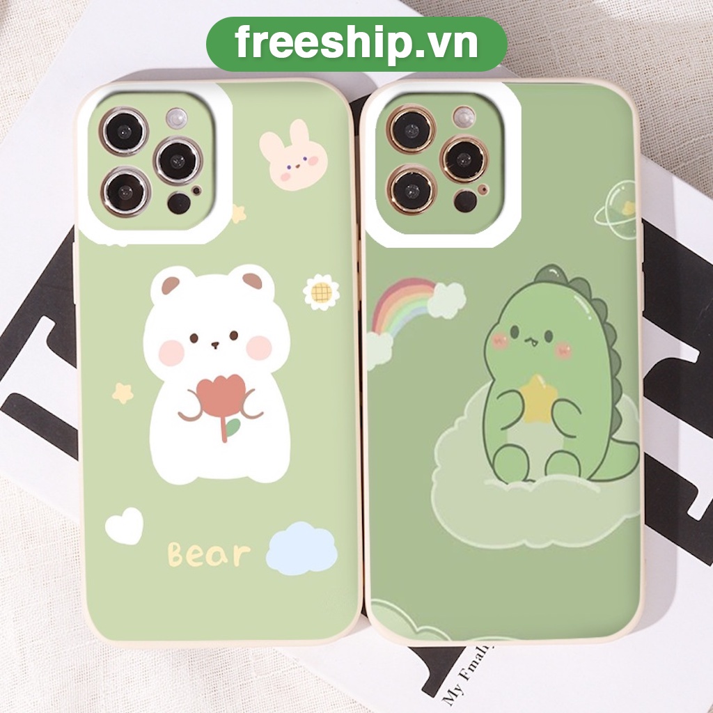 Ốp iphone - Ốp lưng iphone 13 gấu Bear và khủng long dễ thương dành cho ip 6 đến 13promax - nn078