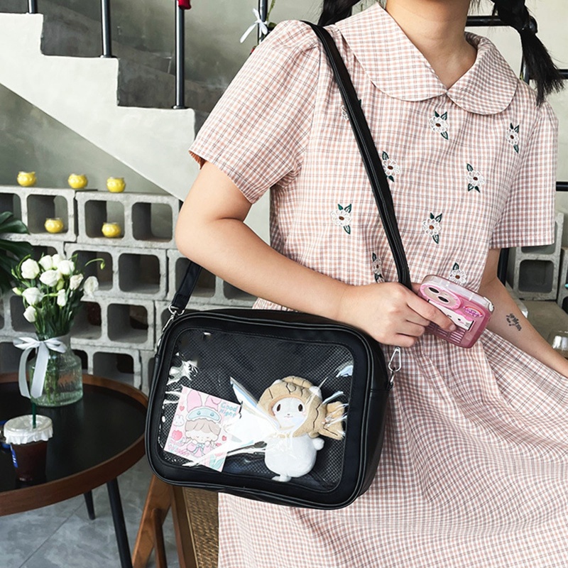 Túi Đeo Chéo Bằng Nhựa PVC Trong Suốt Phong Cách Lolita