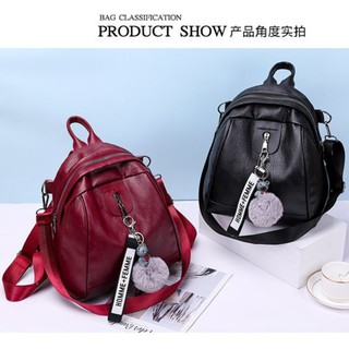 Balo Nữ Đi Học, Cặp Sách Da Nữ BL420 Móc Khóa Xinh - Balo Thời Trang Nũ