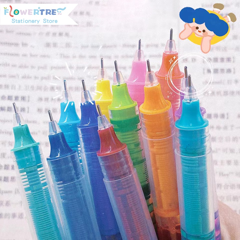 Flowertree Bút Mực Nước 12 Màu Nhanh Khô Tiện Dụng Cho Học Sinh