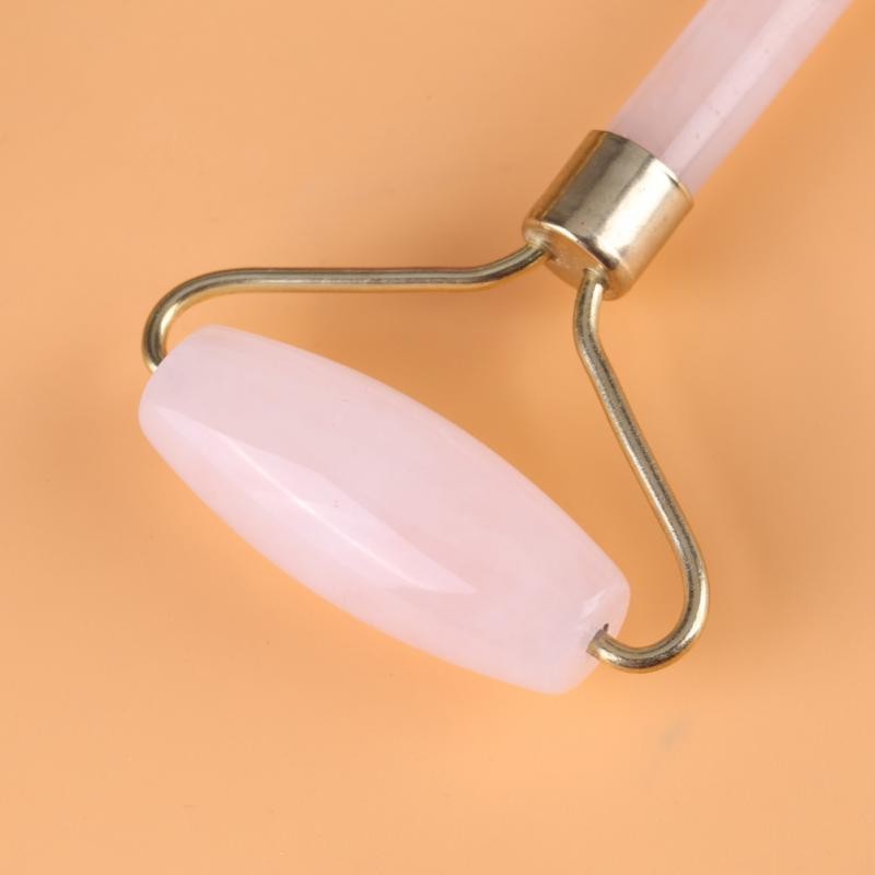 Cây lăn mát-xa mặt 2 đầu bằng đá thạch anh hoa hồng