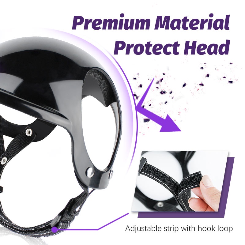 HamshMoc Mũ bảo hiểm cứng chống mưa nắng có dây đeo tai điều chỉnh cỡ nhỏ/vừa cho cún cưng đi xe máy