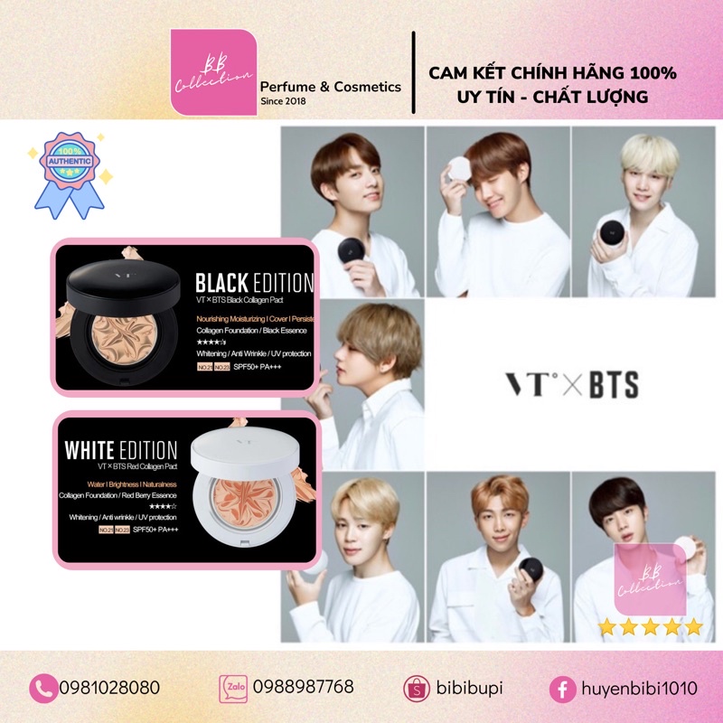 Phấn Tươi VT X BTS COLLAGEN PACT BLACK / SPF 50+++++